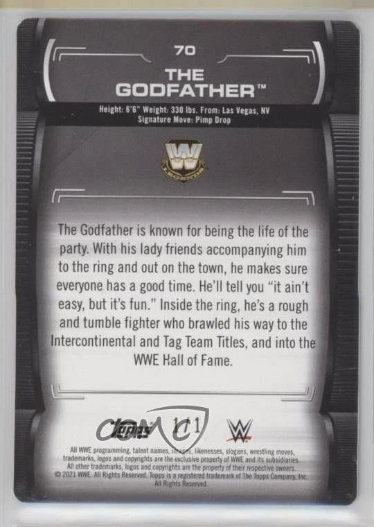 2021 Topps WWE Undisputed Printing Plate Cyan 1/1 The Godfather #70 7m3 - Image 2 of 3