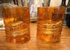 2 Vintage CARNIVAL GLASS Iridescent Marigold Drink Tumblers - Never Used!