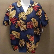 Hilo Hattie Hawaiian Shirt Bold Leaf Design 90s NWT Womens Size Med Vintage 