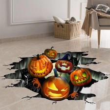 Halloween Decorations Scary Pumpkni 3D Floor Stickers Wall Decals Removable Gift