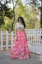 Indian Festive Wear Faux Georgette Lehenga Choli Embroidery Outfit