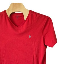 Polo Ralph Lauren Mens XL Red V-Neck Short Sleeve Cotton Pony Logo T-Shirt