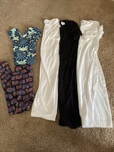 LuLaRoe Lot-2 OS Multicolor Leggings & 3 Form Fitting Dresses Black & White S/M
