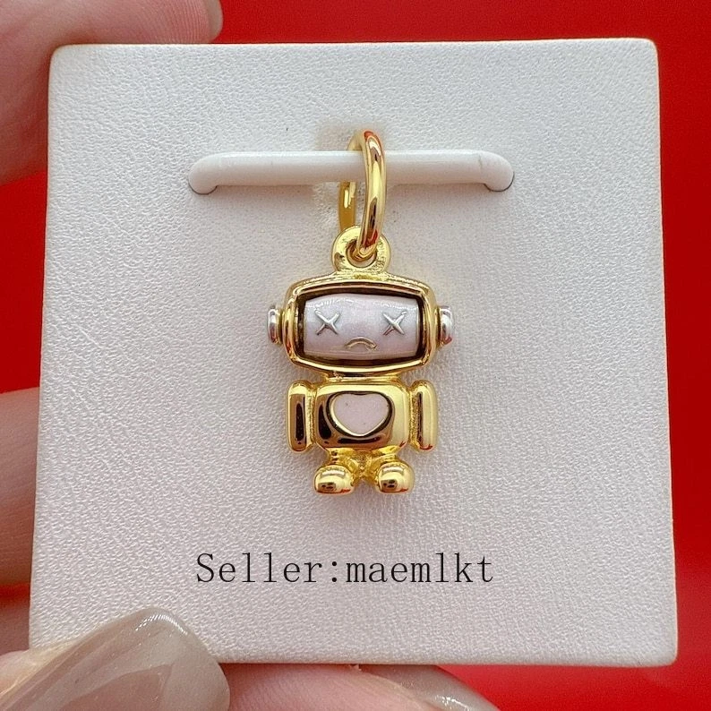 Nuevo Dije Colgante Robot Cara Girable Plata de Ley 925, Dije para Pulsera Foto 2 de 3