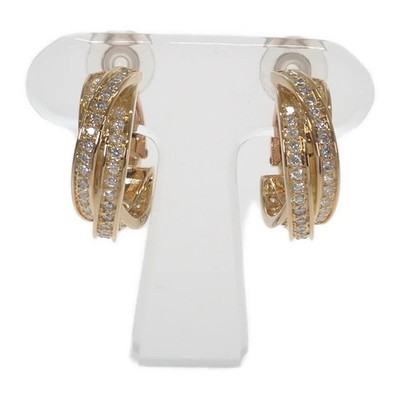 Cartier Trinity Earrings 18K Yellow Gold With Diamonds Ladies Tgis *Uqg2161