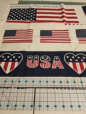 Patriotic USA American Flag Fabric Panel Red White Blue Stars Stripes 36x35