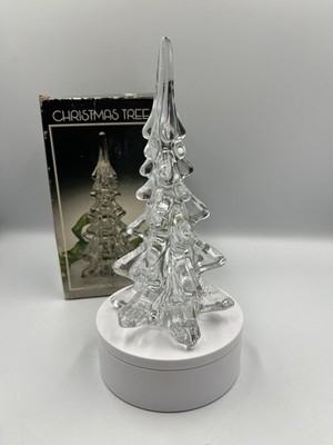 Vintage 8 Inch CENTURION COLLECTION Glass Sparkling  Christmas Tree W/BOX SEE