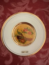 Art of Cloisonné Wall Plate 24 KT Gold 6 Inches Peacock flowers japanese 