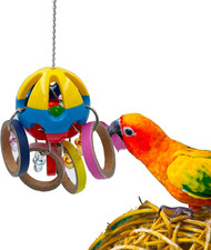 Bird Parrot Plastic Ball Toys with Colorful Cardboard Bagel and Acrylic Pacifier