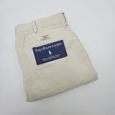 VTG Polo Ralph Lauren Khaki Pants Andrew 38X32 Fit 36X32 Chino Pleated NWT Read