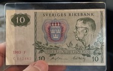 Banknote 10 Kronor Sveriges Riksbank 1983 No. 739898-Sweden 🇸🇪