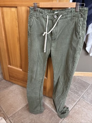 Paige Christy Women's Green Chino Cropped Drawstring Pants Size 29 EUC