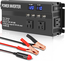 1200W Power Peak Inverter, with Fast Charging 2.4A 4 USB and 3 AC Outlets