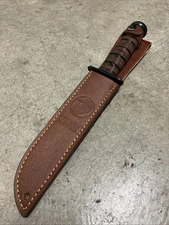 USMC KBAR STYLE KNIFE WITH LEATHER SHEATH 
