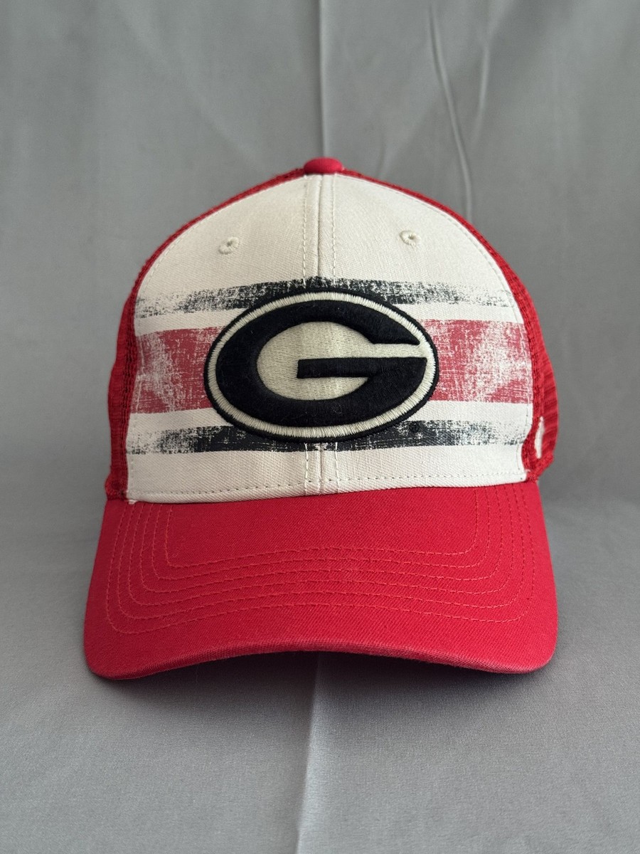 '47 Brand Georgia Bulldogs NCAA Trucker Snapback Hat Red Cream Distres