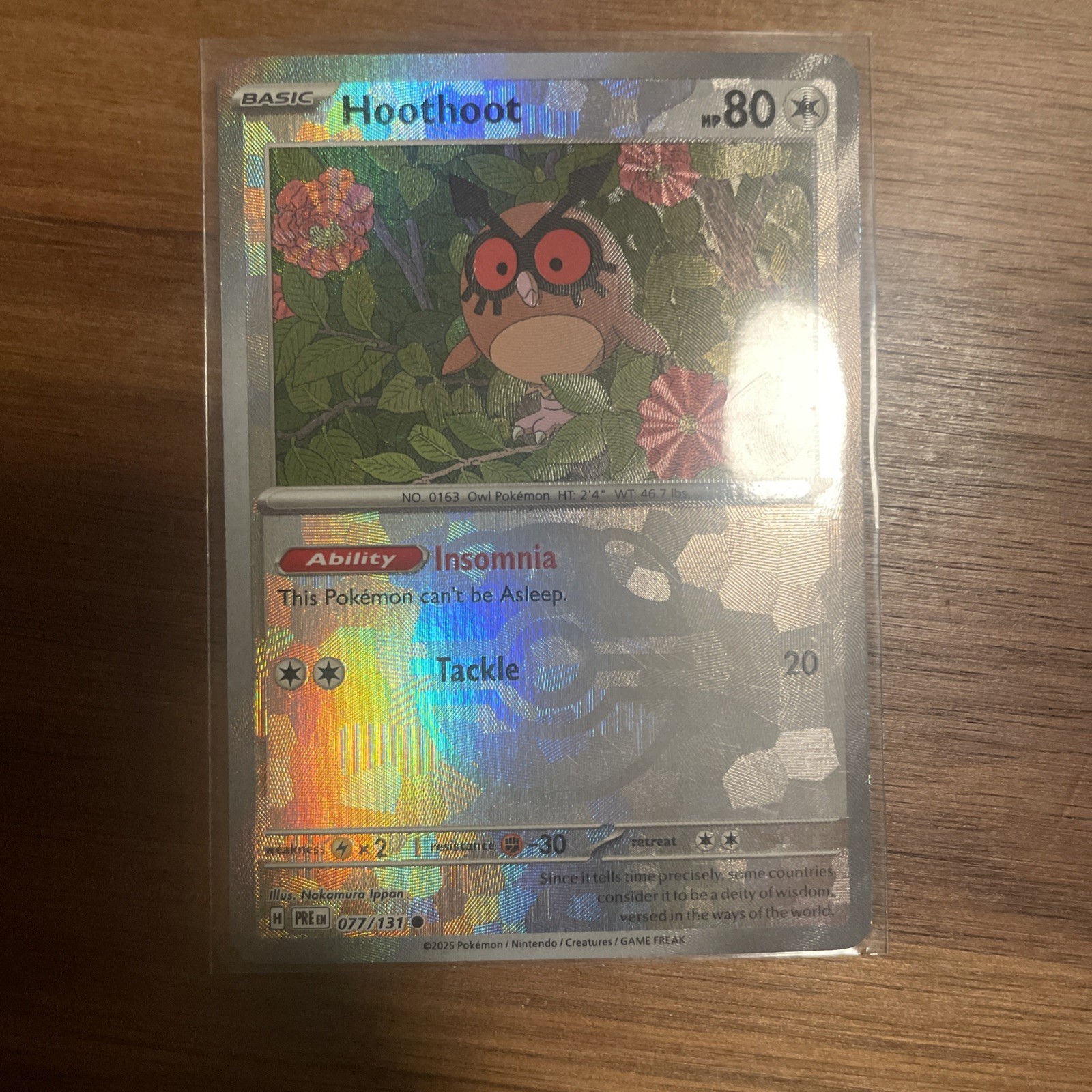 Hoothoot Master Ball Pattern - 077/131 - Pokémon Prismatic Evolutions NM