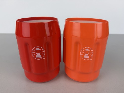 2 Coleman Can Koozies Lantern Logo Insulated Holders Red & Orange - Pls Read