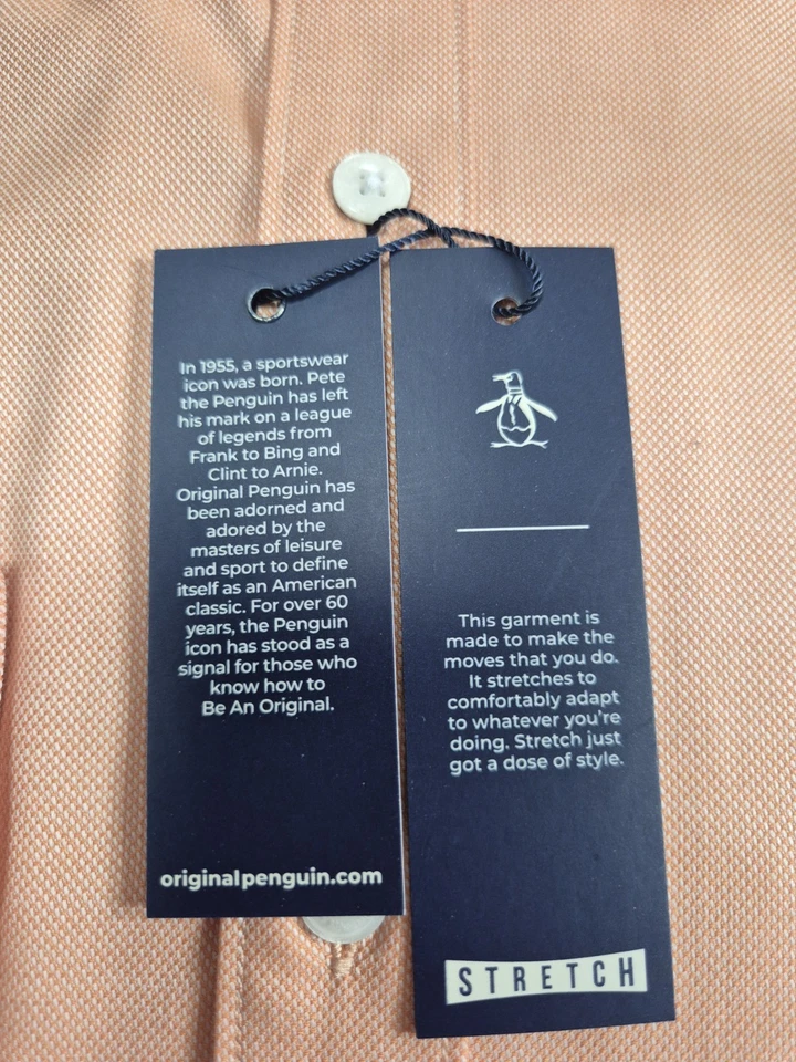Camisa de vestir original Penguin para hombre talla 15,5 34/35 coral elástico (35) Foto 3 de 4