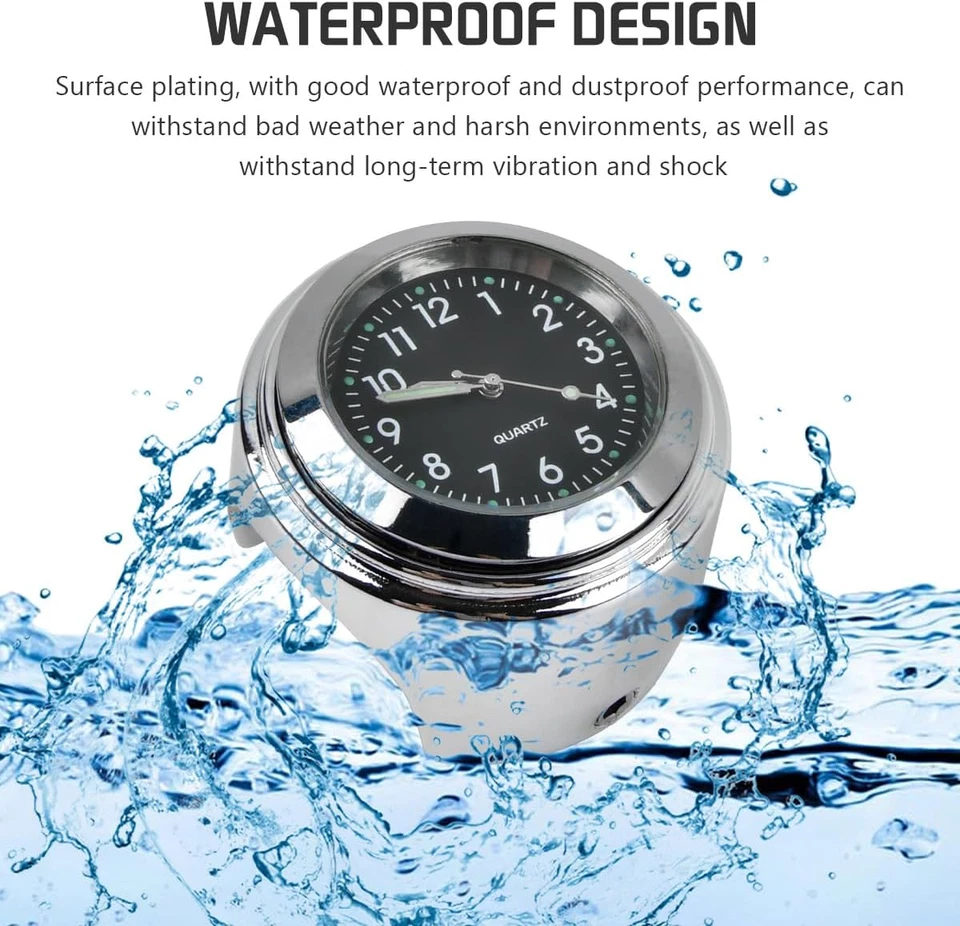 Orologio Da Manubrio Del Motociclo Lega Di Alluminio Orologio Da Moto Impermeabi - Immagine 3 di 4