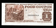 FOOD STAMP COUPON ONE $1.00 1977 A E20326551A M/C E USDA scrip TOKEN UNC