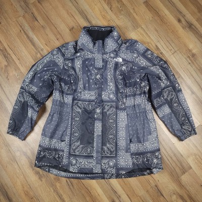 The North Face Resolve Parka II Womens 2X Black Bandana Paisley Hood Rain Jacket