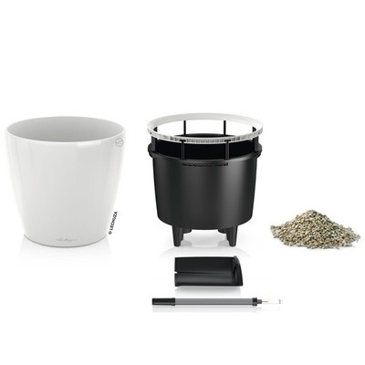 LECHUZA  Pflanzgefäße CLASSICO Premium LS 21 Weiß hochglänzend All-in-One