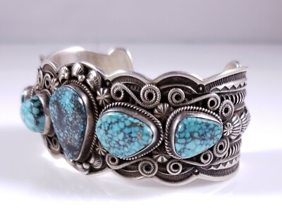 Darrell Cadman Navajo Sterling Silver Row Bracelet Kingman