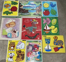 Lot of 9 Vintage Childrens Board Puzzles Playskool Whitman Golden Tray ‘60 - ‘80