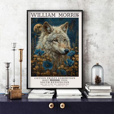 William Morris Print, Morris Exhibition Poster, Blue Collection Wolf (64u)