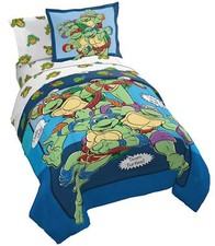 Teenage Mutant Ninja Turtles Ready to Roll Kid Twin Bed Comforter  Sheet 5P...
