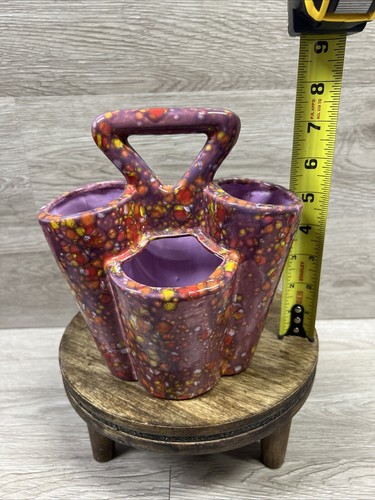 De Colección Cerámica Multicolor Moteado Pincel o Soporte para Utensilios Púrpura Rojo Usado en Excelente Condición - Imagen 7 de 14
