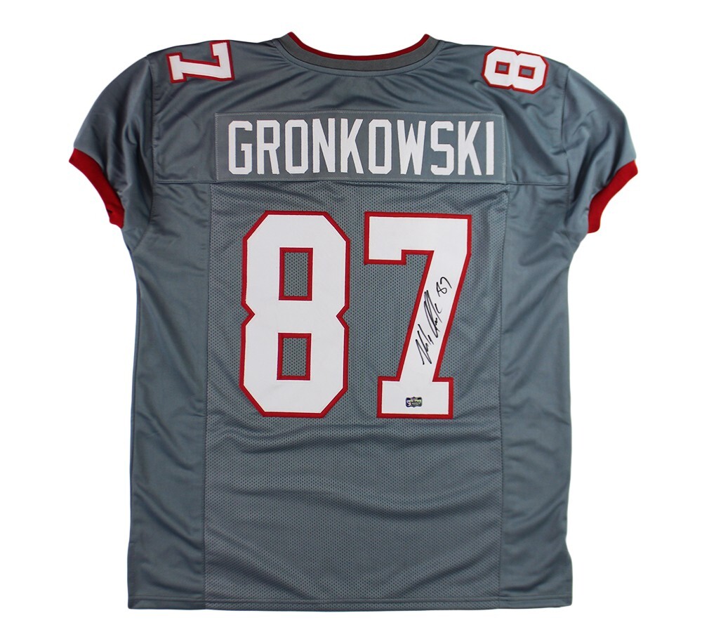 Rob Gronkowski Autographed Signed New England Patriots New England Custom Gray Jersey 