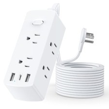 Surge Protector Power Strip, Olcorife Ultra Thin Flat Plug 5ft Cord, White