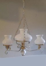 Lampadario Ferro Battuto Vetro Bianco Lanterna Antico Shabby Chic Rustico 4 Luci