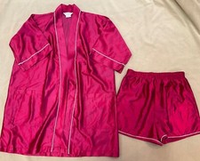 Vintage JC Penney Delicates 2 Piece Satin Pajama Set Pink Small Medium Flaw