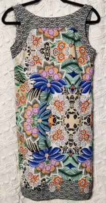 Wallis Womens Sheath Dress Size 10 Color Lightweight Tropical Floral Boho Leaves