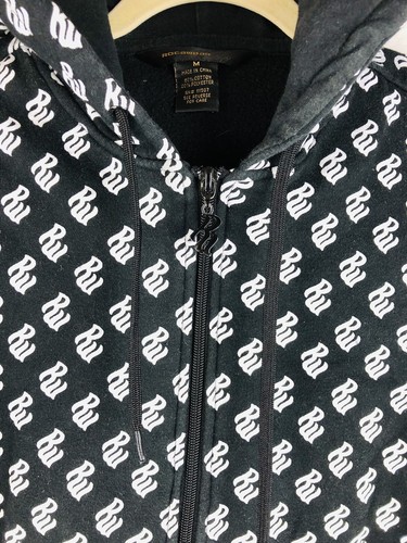 Rocawear Boys M (10/12) Hoodie Full Zip Pullover Sweater Black All Over Print - Picture 3 of 7