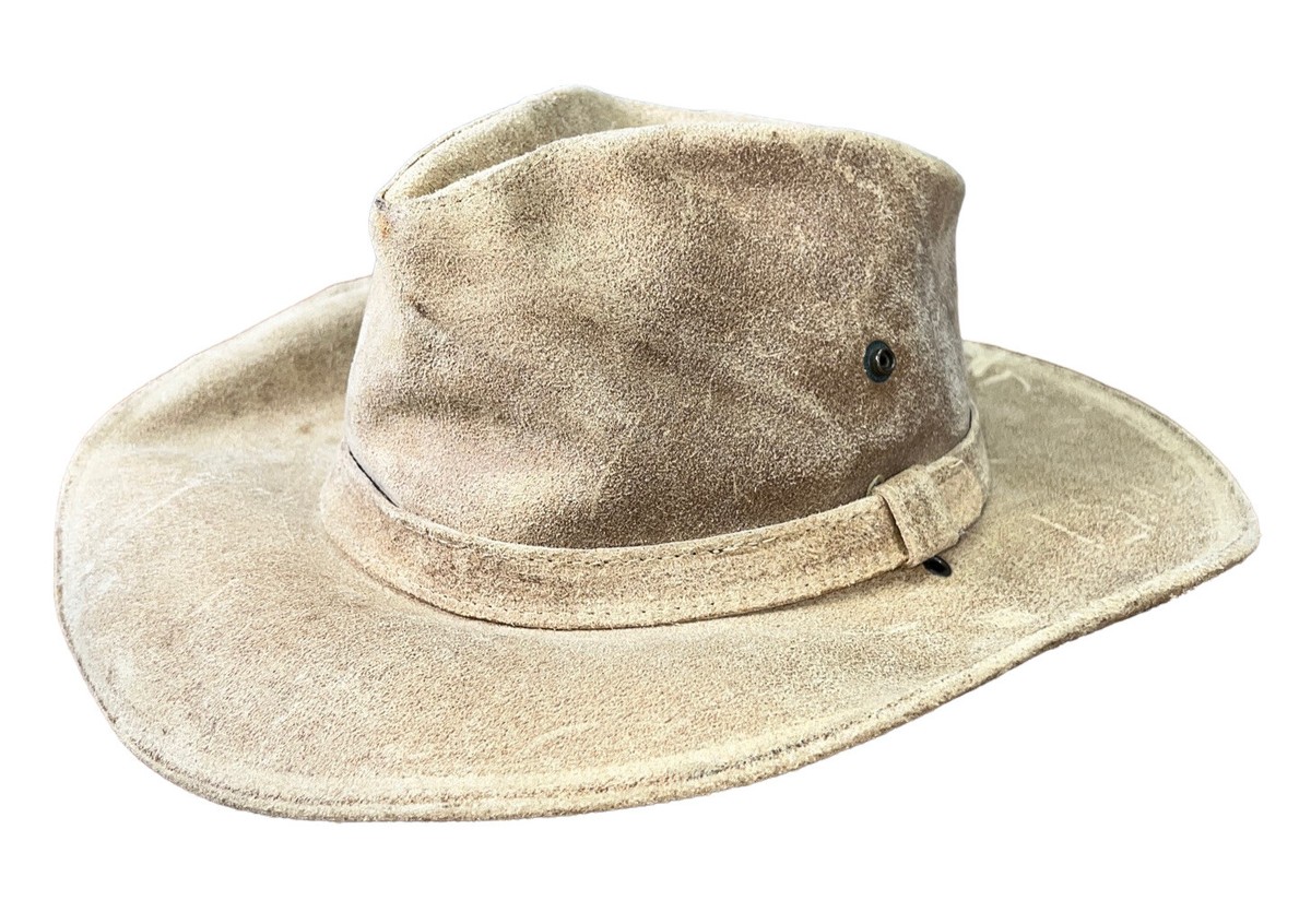Minnetonka Hat Aussie Safari Tan Genuine Suede Leather 