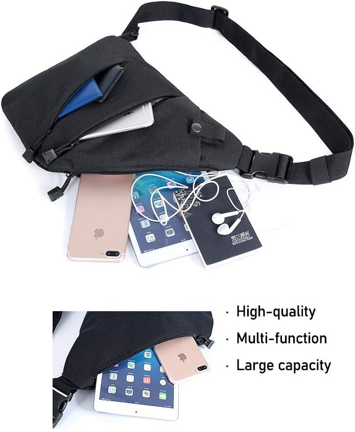 Borsa A Tracolla Sling Chest Crossbody Uomo/Donna, Impermeabile E Antifurto, Per Ciclismo E Outdoor, Nero