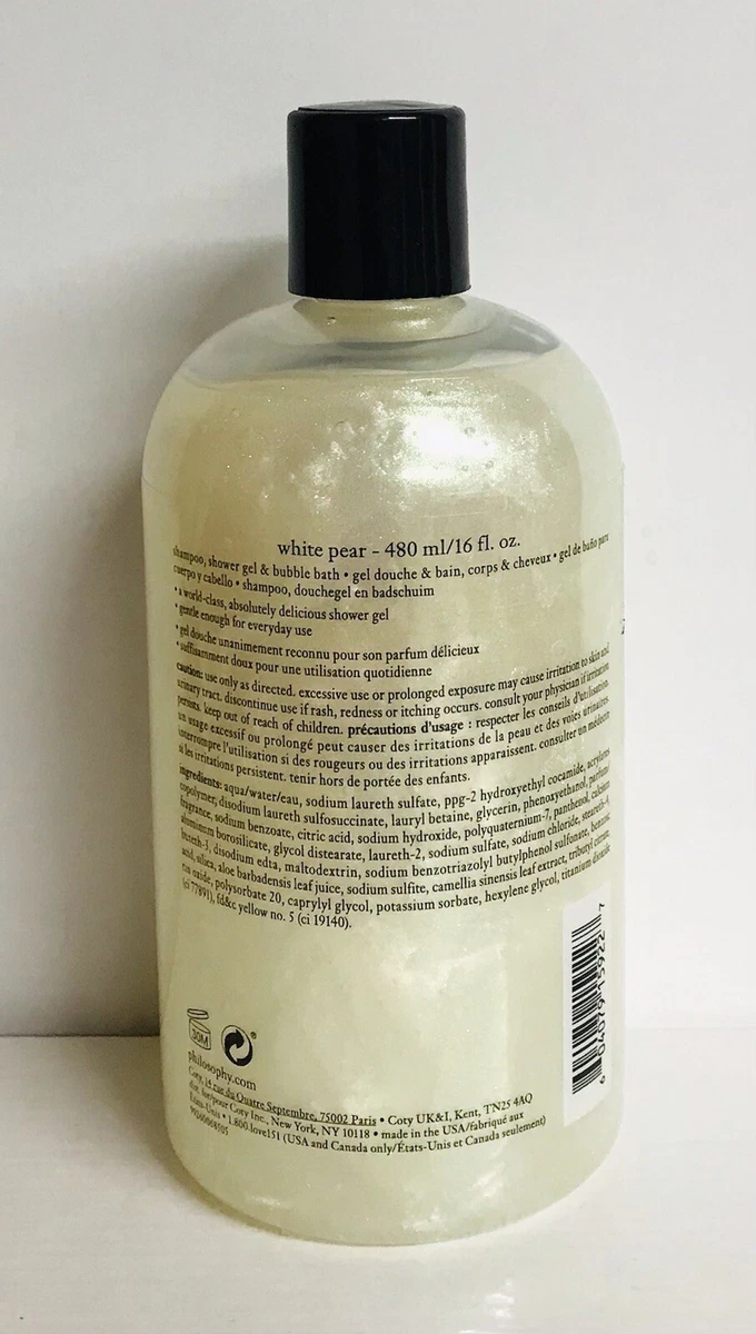 Philosophy White Pearl 3 in 1 Shampoo Shower Gel Bubble Bath 16 fl oz