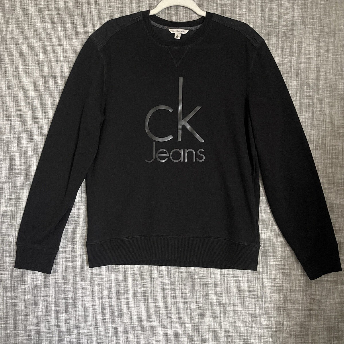 ★★ ★★ Men's Regular Fit CK Badge Logo Sweatsh Calvin Klein Jeans Sweatshirt Men's Large Black CK Logo