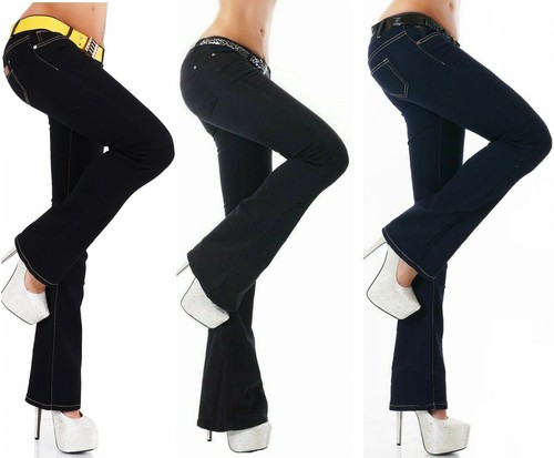 Da Donna Jeans Bootcut Stretch Svasato Boot Cut Pantaloni Donna Pantaloni  Da Lavoro UK 6-14 | eBay