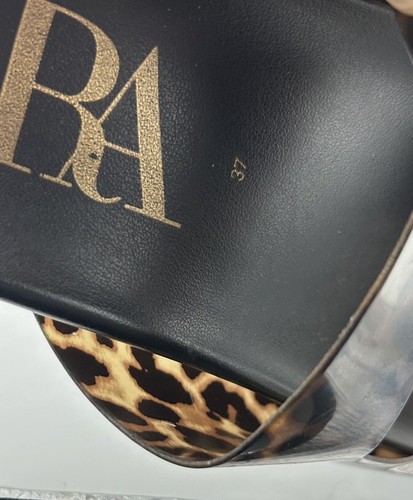 Zara Animal Print Rubberized Buckled Slide Sandals Black Size 37 - 第 15/16 張圖片