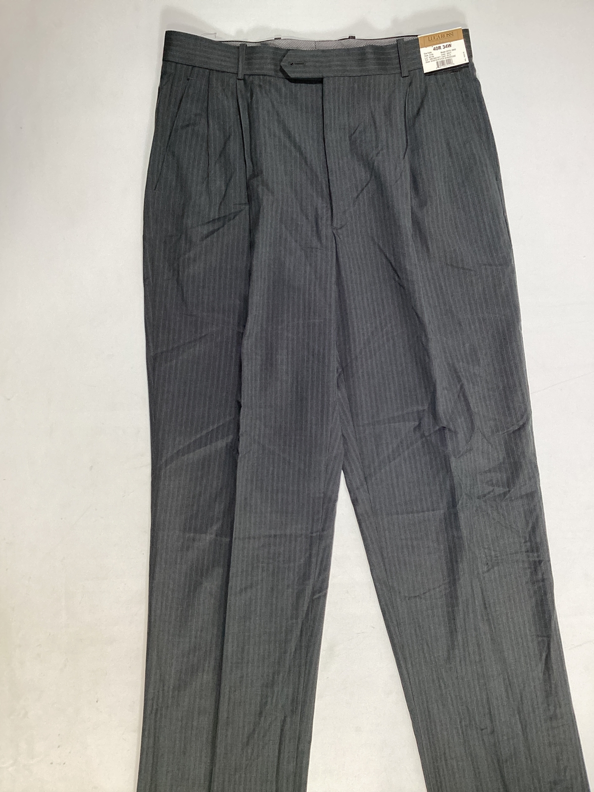 Mens Luca Rossi Gray Striped Dress Pants Size 34W NEW
