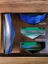 Bamboo Ziplock Bag Storage Organizer Holder for Kitchen Drawer or Wall Mount.