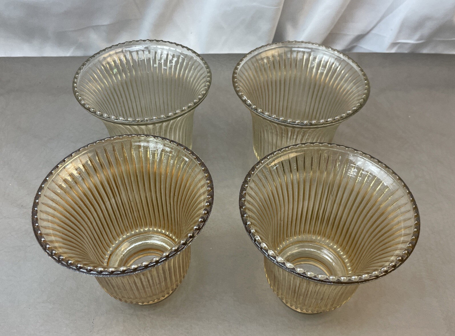 Amber Ribbed Glass Ceiling Fan Light Globes Set of 4-image