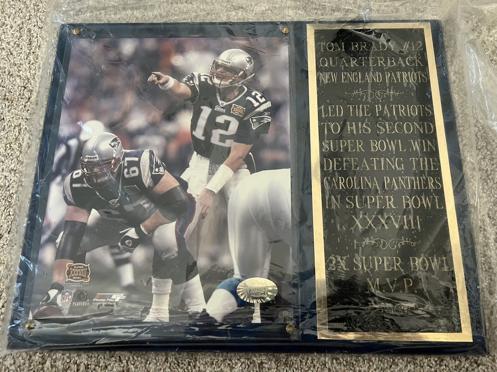 Tom Brady collectibles SuperBowl 38 plaques