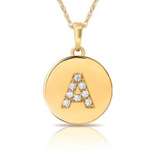 14k Yellow / White  Rose Gold Letter Initial CZ Pendant For Women