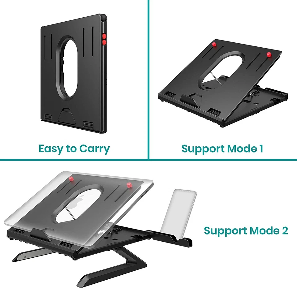 Laptop Holder Built-in Folding Legs&Phone Holder Portable Ergonomic Laptop Eleva - Image 4 of 4