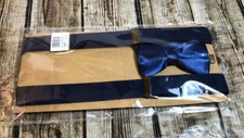 Satin Navy Suspender  Bow Tie Set for Baby Toddler Kids Youth Boys Girls Formal